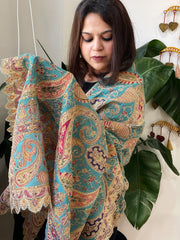 Sky Blue Chinon Dupatta with Aari Embroidery - Masakalee