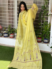 Sozni Hand Embroidery Dupatta in Pure Chanderi Silk - Masakalee