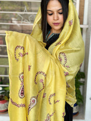 Sozni Hand Embroidery Dupatta in Pure Chanderi Silk - Masakalee