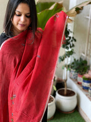 Sozni Hand Embroidery Dupatta in Pure Linen - Masakalee