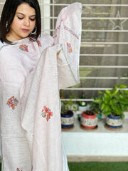 Sozni Hand Embroidery Dupatta in Pure Linen - Masakalee