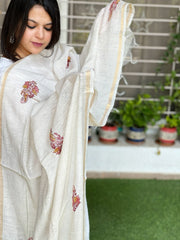 Sozni Hand Embroidery Dupatta in Pure Linen - Masakalee