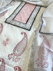 Suit Set with Block Print in Pure Mul Chanderi - Masakalee