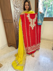 Suit Set with Kashmiri Tilla Work in Crepe - Masakalee