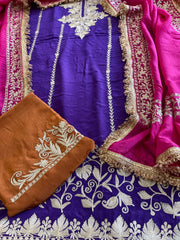Suit Set with Kashmiri Tilla Work in Crepe - Masakalee