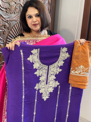 Suit Set with Kashmiri Tilla Work in Crepe - Masakalee