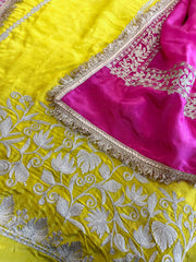 Suit Set with Kashmiri Tilla Work in Crepe - Masakalee