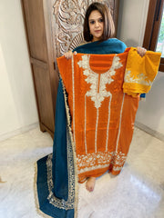 Suit Set with Kashmiri Tilla Work in Crepe - Masakalee