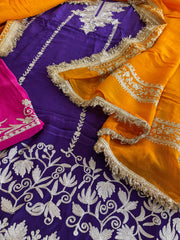 Suit Set with Kashmiri Tilla Work in Crepe - Masakalee