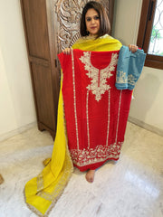 Suit Set with Kashmiri Tilla Work in Crepe - Masakalee