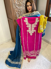 Suit Set with Kashmiri Tilla Work in Crepe - Masakalee