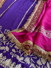 Suit Set with Kashmiri Tilla Work in Crepe - Masakalee