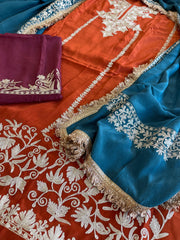 Suit Set with Kashmiri Tilla Work in Crepe - Masakalee