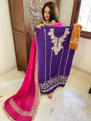 Suit Set with Kashmiri Tilla Work in Crepe - Masakalee