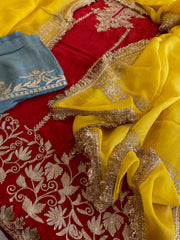 Suit Set with Kashmiri Tilla Work in Crepe - Masakalee