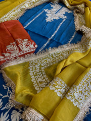 Suit Set with Kashmiri Tilla Work in Crepe - Masakalee