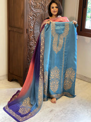 Suit Set with Kashmiri Tilla Work in Dola Silk - Masakalee