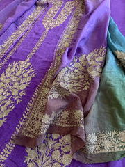 Suit Set with Kashmiri Tilla Work in Dola Silk - Masakalee