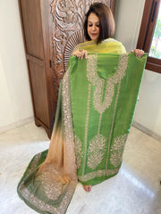 Suit Set with Kashmiri Tilla Work in Dola Silk - Masakalee