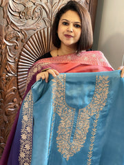 Suit Set with Kashmiri Tilla Work in Dola Silk - Masakalee