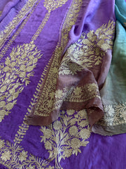 Suit Set with Kashmiri Tilla Work in Dola Silk - Masakalee