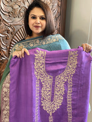 Suit Set with Kashmiri Tilla Work in Dola Silk - Masakalee