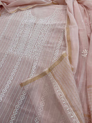Suit Set with Lucknowi Handwork in Pure Mul Chanderi - Masakalee