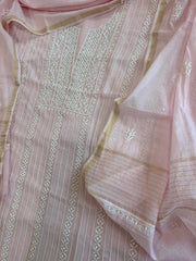 Suit Set with Lucknowi Handwork in Pure Mul Chanderi - Masakalee