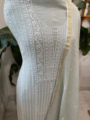 Suit Set with Lucknowi Handwork in Pure Mul Chanderi - Masakalee
