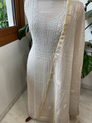 Suit Set with Lucknowi Handwork in Pure Mul Chanderi - Masakalee