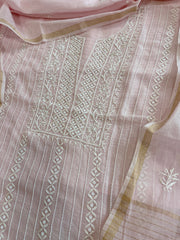 Suit Set with Lucknowi Handwork in Pure Mul Chanderi - Masakalee