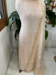 Suit Set with Lucknowi Handwork in Pure Mul Chanderi - Masakalee