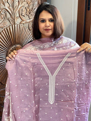 Suit Set with Thread Embroidery in Pure Tussar Silk - Masakalee