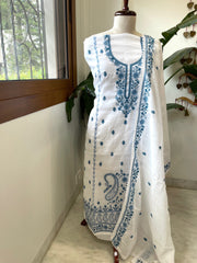 Suit Set with Thread Embroidery in Slub Cotton - Masakalee