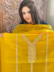 Sunshine Yellow Designer Banarasi Suit Set in Pure Silk - Masakalee