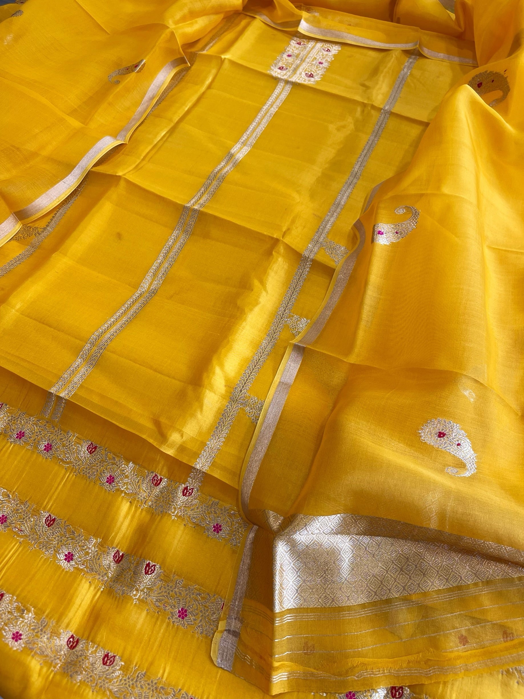 Sunshine Yellow Designer Banarasi Suit Set in Pure Silk - Masakalee