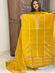 Sunshine Yellow Designer Banarasi Suit Set in Pure Silk - Masakalee