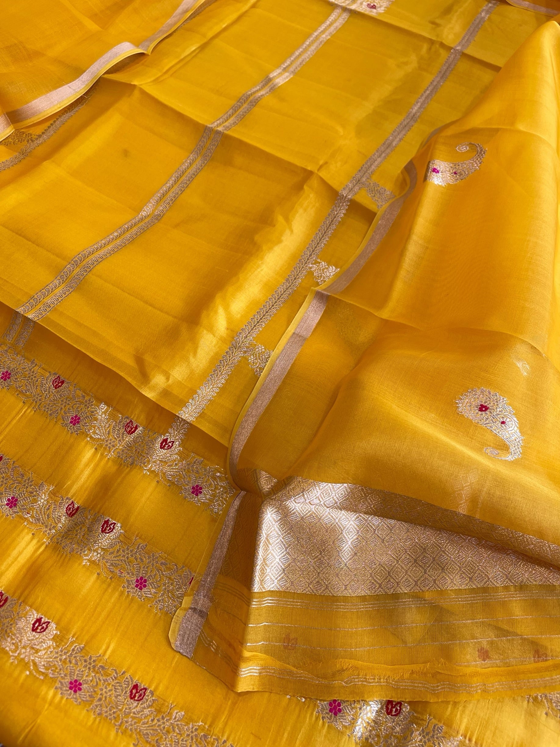 Sunshine Yellow Designer Banarasi Suit Set in Pure Silk - Masakalee