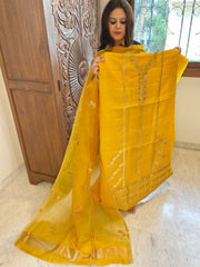 Sunshine Yellow Designer Banarasi Suit Set in Pure Silk - Masakalee