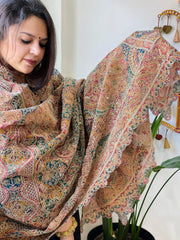 Teal Chinon Dupatta with Aari Embroidery - Masakalee