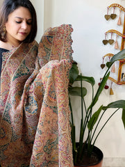 Teal Chinon Dupatta with Aari Embroidery - Masakalee