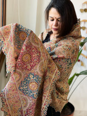 Teal Chinon Dupatta with Aari Embroidery - Masakalee