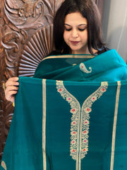 Teal Green Designer Banarasi Suit Set in Pure Silk - Masakalee