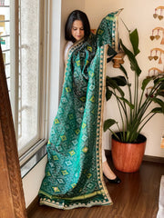 Teal Handwoven Rajkot Patola with Gotapatti Handwork in Pure Silk - Masakalee