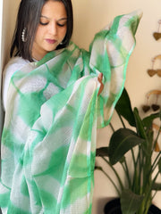 Tie Dye Dupatta with Lucknowi & Mukaish Handwork in Kota Cotton - Masakalee