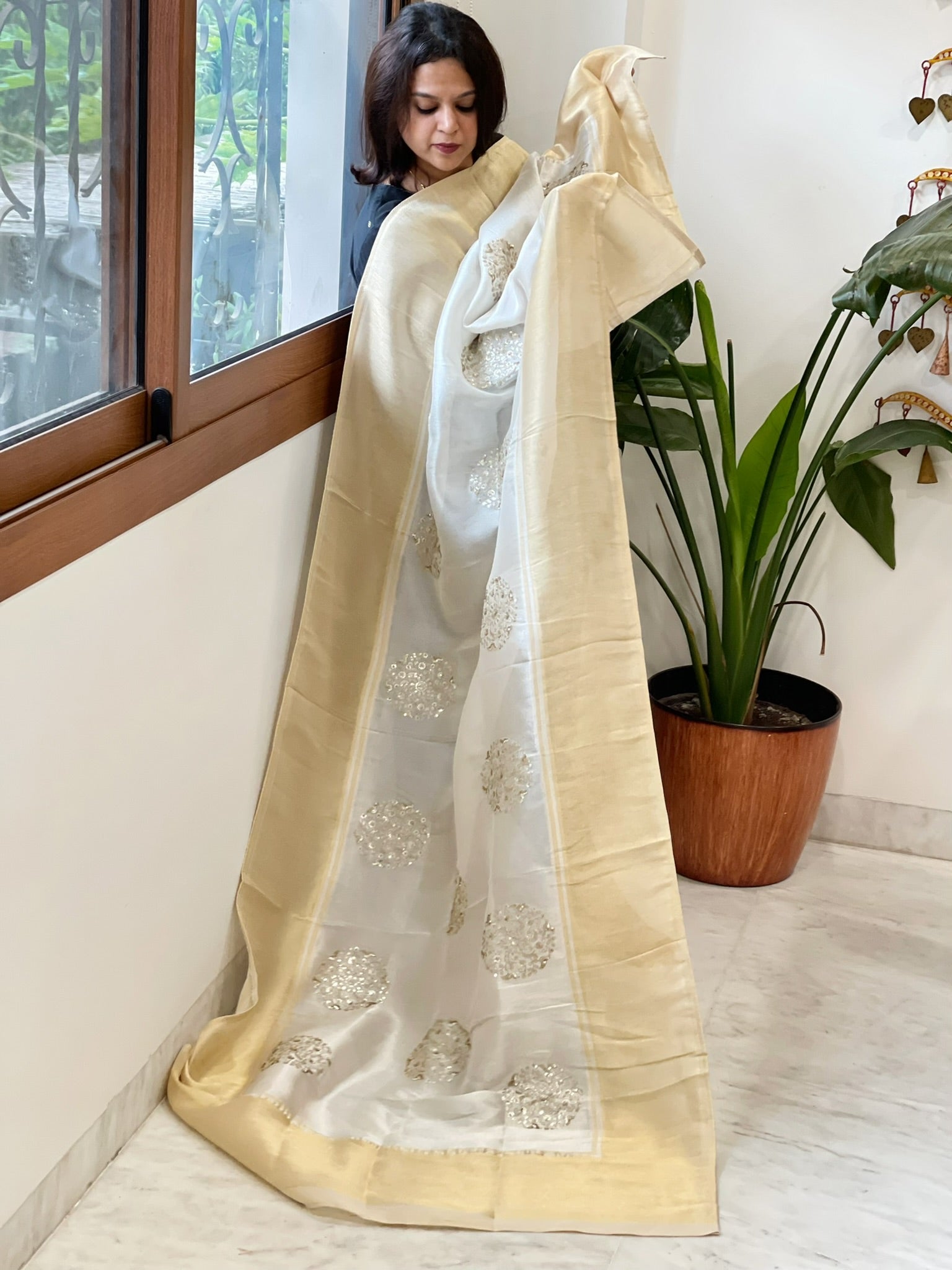 Tissue Chanderi Dupatta with Sequin Handwork - Masakalee