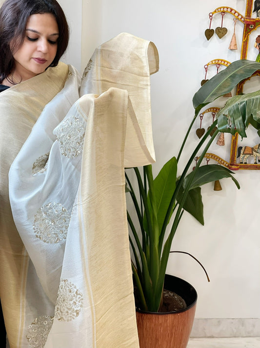 Tissue Chanderi Dupatta with Sequin Handwork - Masakalee
