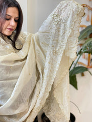 Tissue Crepe Dupatta with Pearl, Cut Daana and Sequin Handwork - Masakalee