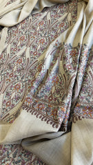 Toosh Winter Suit Set with Aari Work in Pashmina Wool - Masakalee