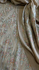 Toosh Winter Suit Set with Aari Work in Pashmina Wool - Masakalee